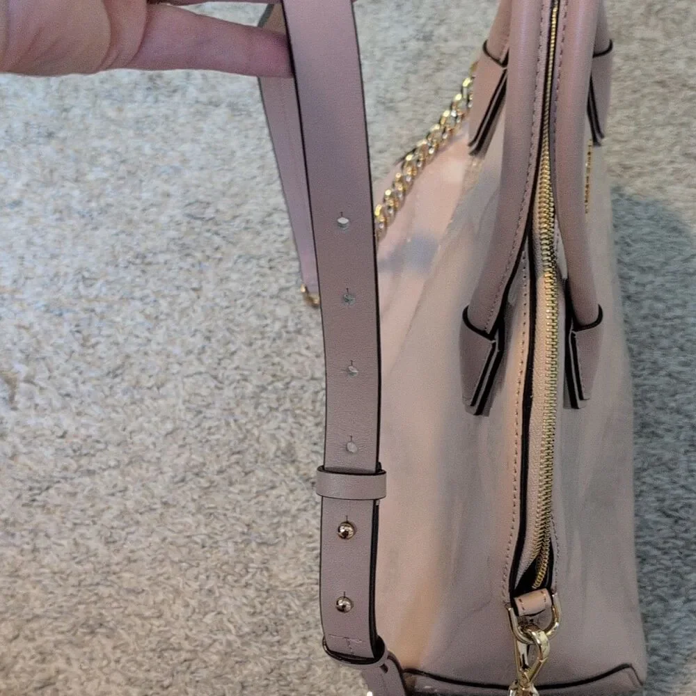 Michael Kors Pink Patent Satchel Top Handle Bag Detachable Chain Strap Zip
